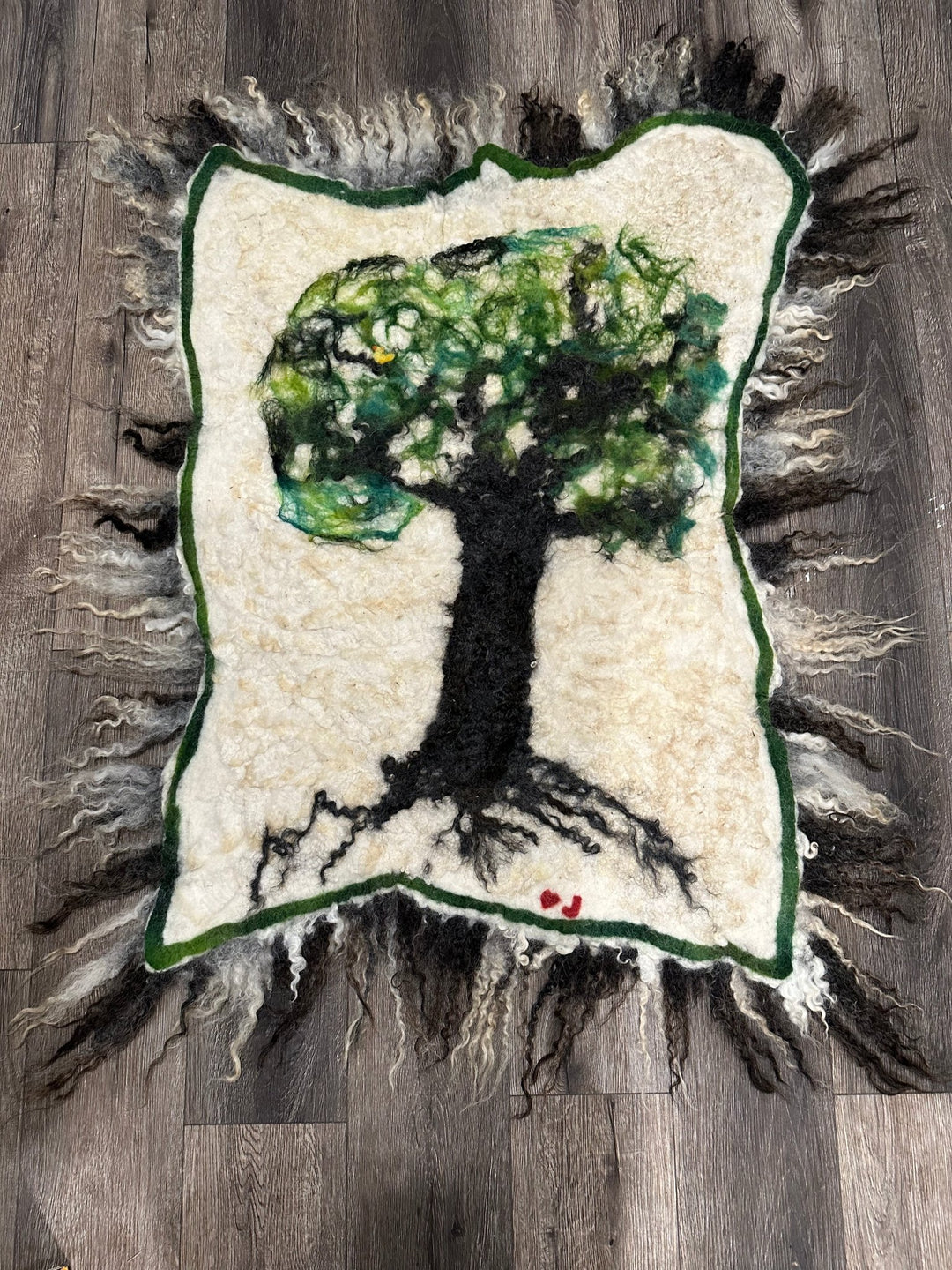 Artistic Felted Fleece Rug with Embellishment - Heritage Woolworks - rug