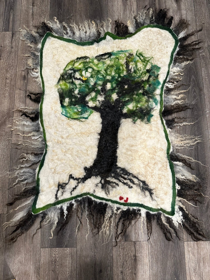 Artistic Felted Fleece Rug with Embellishment - Heritage Woolworks - rug