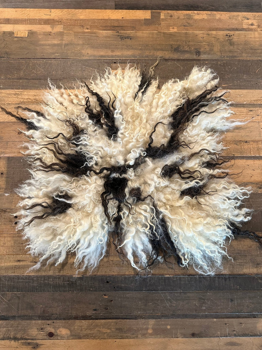 Swiss Valais x Romney Seat Warmer with Unique Black Spots - Heritage Woolworks - rug