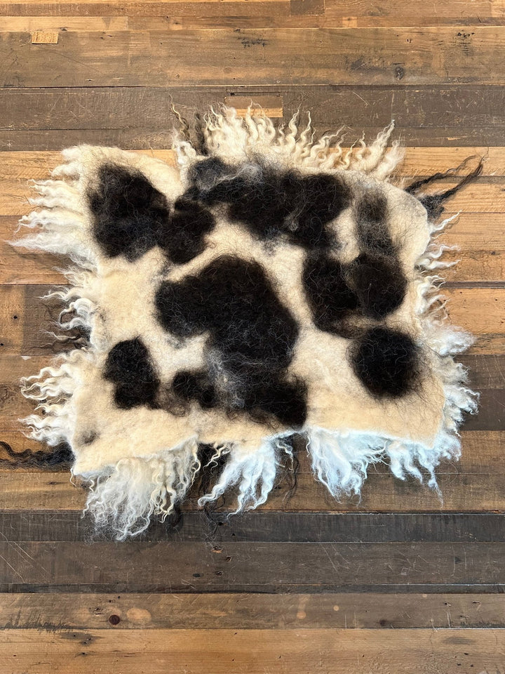 Swiss Valais x Romney Seat Warmer with Unique Black Spots - Heritage Woolworks - rug